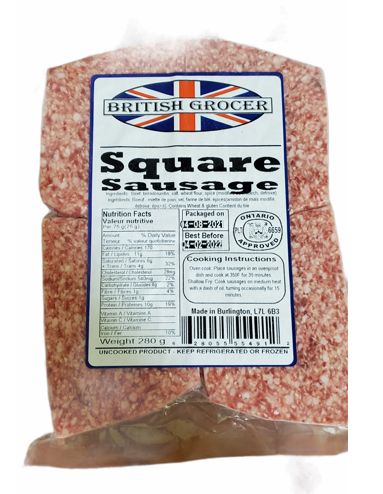 British Grocer - Square Sausage 15 x 270g (Ontario Only)